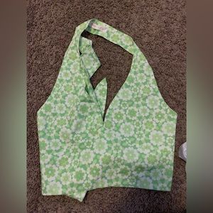 Green halter tie top